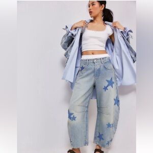 Free people good luck mid rise  barrel jeans